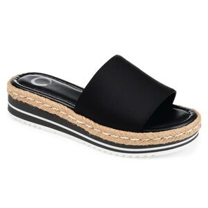 Journey Collections Rosey Espadrille Platform Wedge Sandals Black Size 8 $72